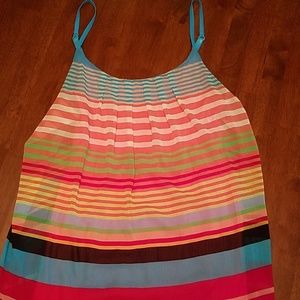 Striped camisole tank with pleats